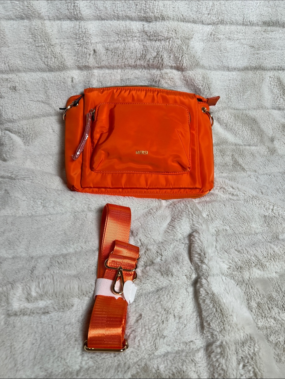 Bright Orange Crossbody Bag with Detachable Strap